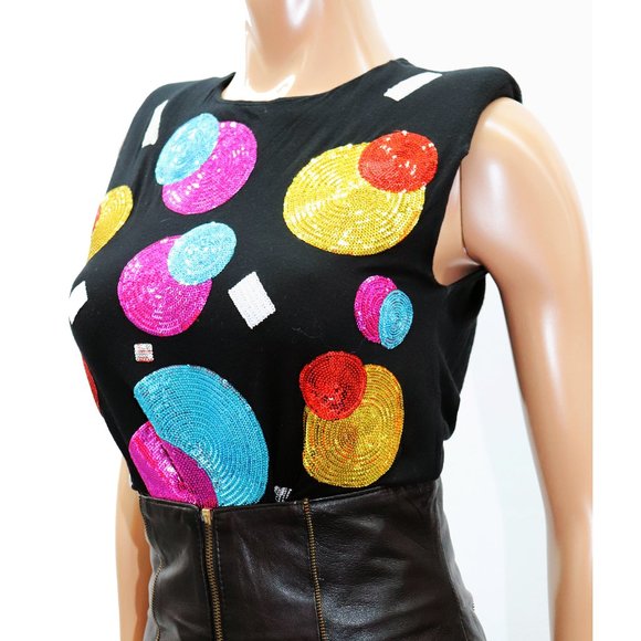 EMPORIO Armani Glitter sequins top CIRCLE design 38 EUR / 8 US - Picture 1 of 6